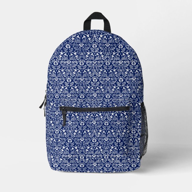Impresa Mochila azul de Arte William Morris (Anverso)