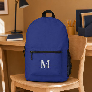 Impresa Mochila Azul Marino Moderna con Monograma Personal