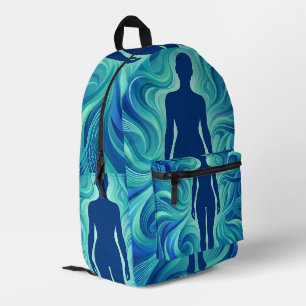 Impresa Mochila Azul Océano Silueta Abstracta