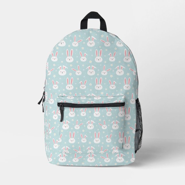 Impresa Mochila Azul Pastel de conejitos dulces (Anverso)