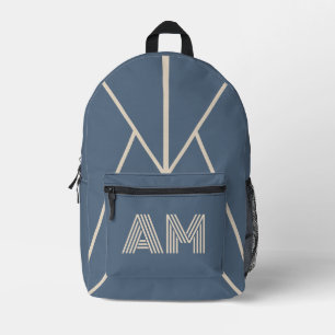 Impresa Mochila Azul Pizarra y Beige Arena Monograma Minim