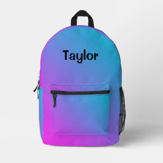 Impresa Mochila azul púrpura gradiente ombre personalizada