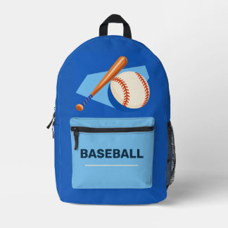 Impresa Mochila Azul Real con Bate de Béisbol y Pelota