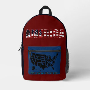 Impresa Mochila azul rojo de Estados Unidos
