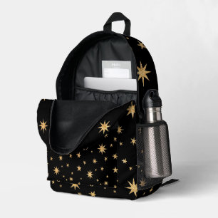 Impresa Mochila Black and Gold Stars - Patrón Starry