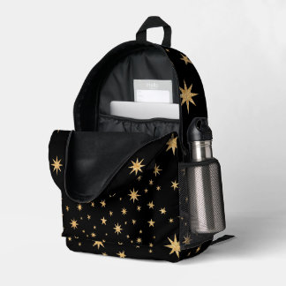 Impresa Mochila Black and Gold Stars - Patrón Starry