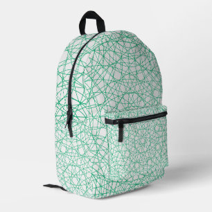 Impresa Mochila blanca con patrón geométrico esmeralda