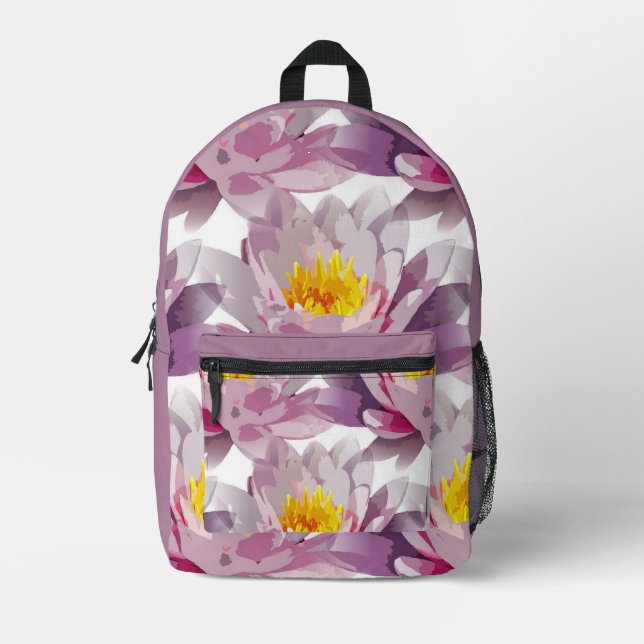 Impresa Mochila blanca de lavanda de flores (Anverso)