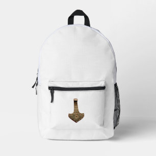 Impresa Mochila blanca Martillo de Thor dorado