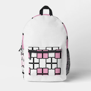 Impresa Mochila blanca moderna con rosa claro y negro