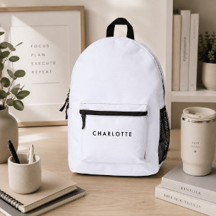 Impresa Mochila Blanca Personalizada Moderna con Nombre