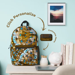 Impresa Mochila Boho Mosaico Baldosa Amarillo Miel - Impre