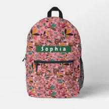 Mochila Botánica Rosa Personalizada para Chicas