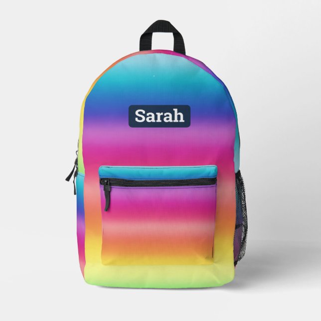 Impresa Mochila chica de arco iris de personalizable corto (Anverso)