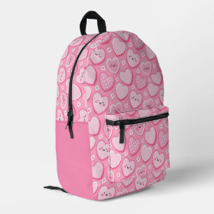 Impresa Mochila Chica de niños de corazones rosados
