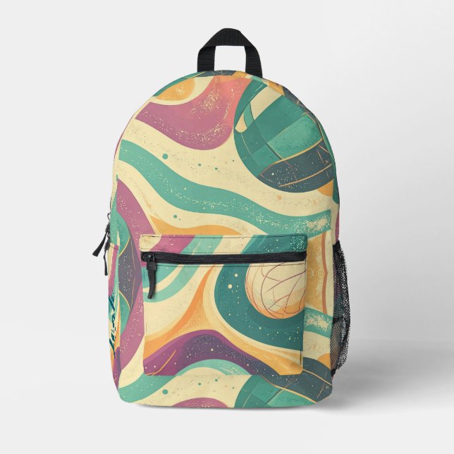 Impresa Mochila Colorida con Tema de Voleibol (Anverso)