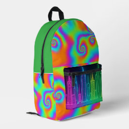 Impresa Mochila colorida de la vibración de la ciudad psic