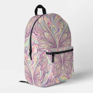 Impresa Mochila con alas de mariposa pastel abstractas