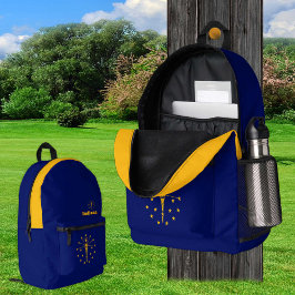 Impresa Mochila con bandera de Indiana, Estados Unidos, Bo