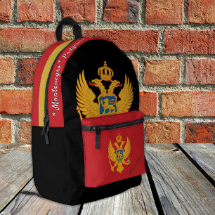 Impresa Mochila con bandera de Montenegro, negro patriota