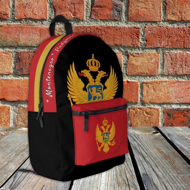 Impresa Mochila con bandera de Montenegro, negro patriota  (Subido por el creador)
