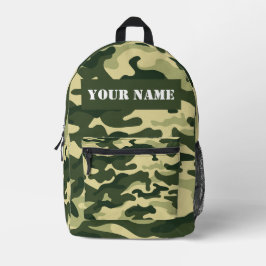 Impresa Mochila con camuflaje verde y nombre personalizado