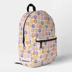 Impresa Mochila con cara feliz y personalizada para volver