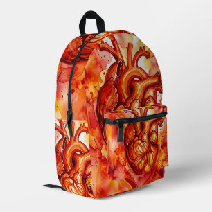 Impresa Mochila con corazón abstracto en fuego rojo