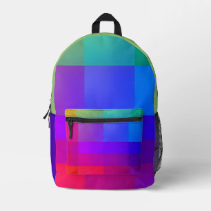 Impresa Mochila con cuadrícula de colores vibrantes
