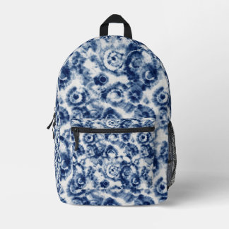 Impresa Mochila con diseño de teñido en espiral azul