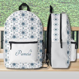 Impresa Mochila con diseño floral azul elegante