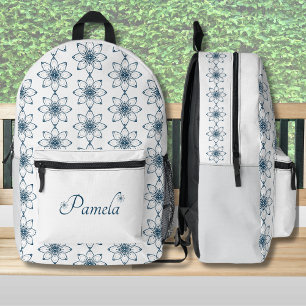 Impresa Mochila con diseño floral azul elegante