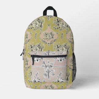 Impresa Mochila con elementos florales de colores pastel