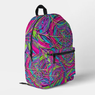 Impresa Mochila con encaje de tela de araña neón abstracto