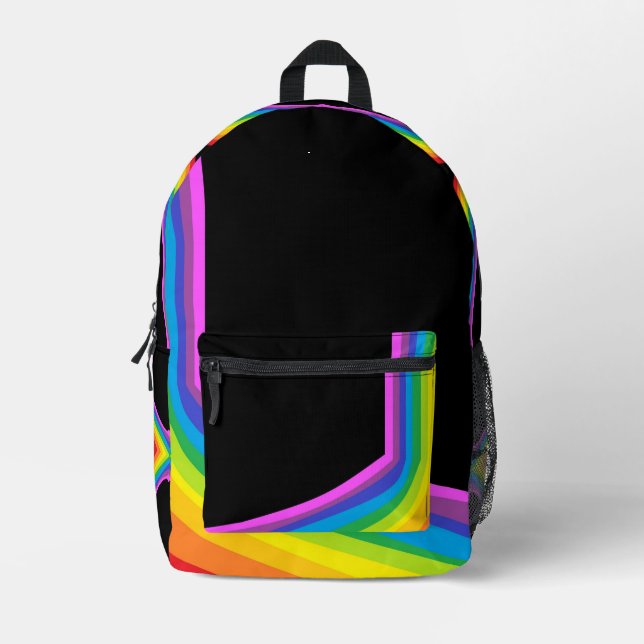 Impresa Mochila con estampado de arcoíris negro (Anverso)