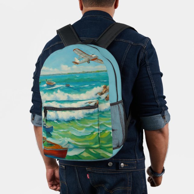 Impresa Mochila con estampado de aviones del mar de barcos (Insitu (Modelo))