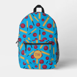 Impresa Mochila con estampado de bates y bolas para jugado