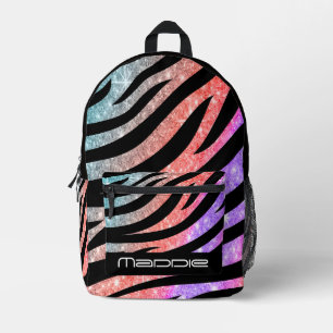Impresa Mochila con estampado de cebra brillante