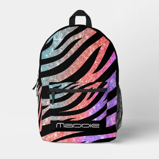 Impresa Mochila con estampado de cebra brillante (Anverso)