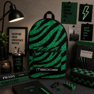 Impresa Mochila con estampado de cebra brillante