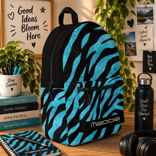 Impresa Mochila con estampado de cebra brillante