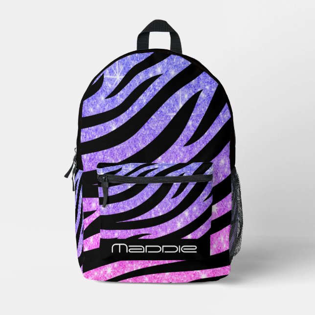 Impresa Mochila con estampado de cebra brillante (Anverso)