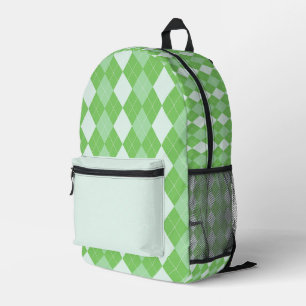 Impresa Mochila con Estampado de Cuadros Verdes