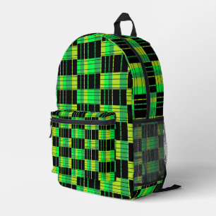 Impresa Mochila con estampado de cuadros verdes y negros