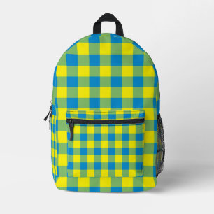 Impresa Mochila con estampado de cuadros y lunares azul am