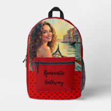 Mochila con estampado de escapada romántica, amor