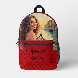 Impresa Mochila con estampado de escapada romántica, amor