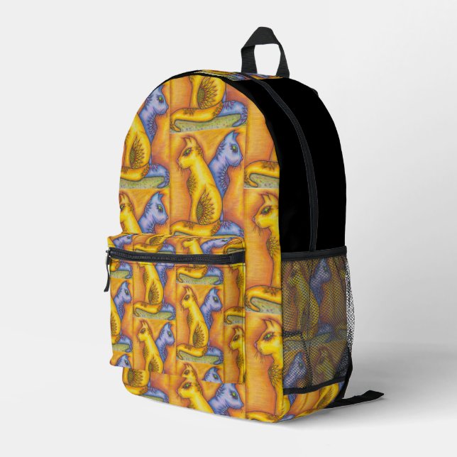 Impresa Mochila con estampado de gato  (Esquina derecha trasera )