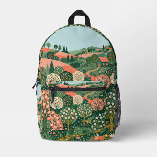 Impresa Mochila con estampado de huerto boho