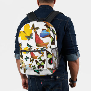 Impresa Mochila con estampado de mariposa colorida en toda